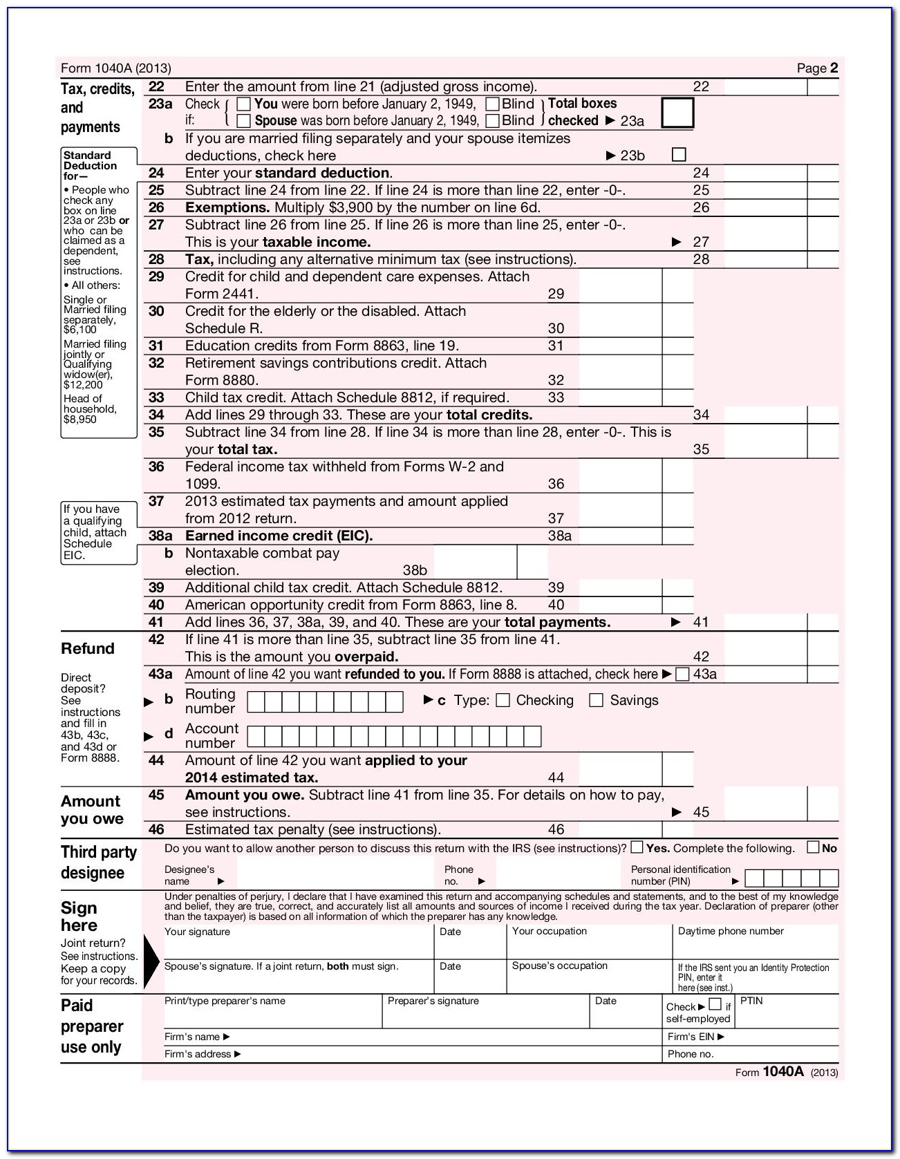 1040a Tax Form Calculator