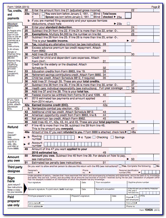 1040a Tax Form Definition