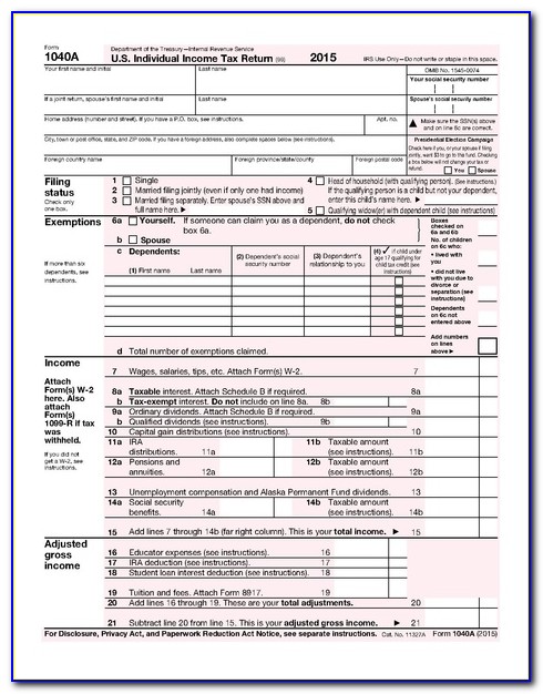 1040a Tax Forms 2018