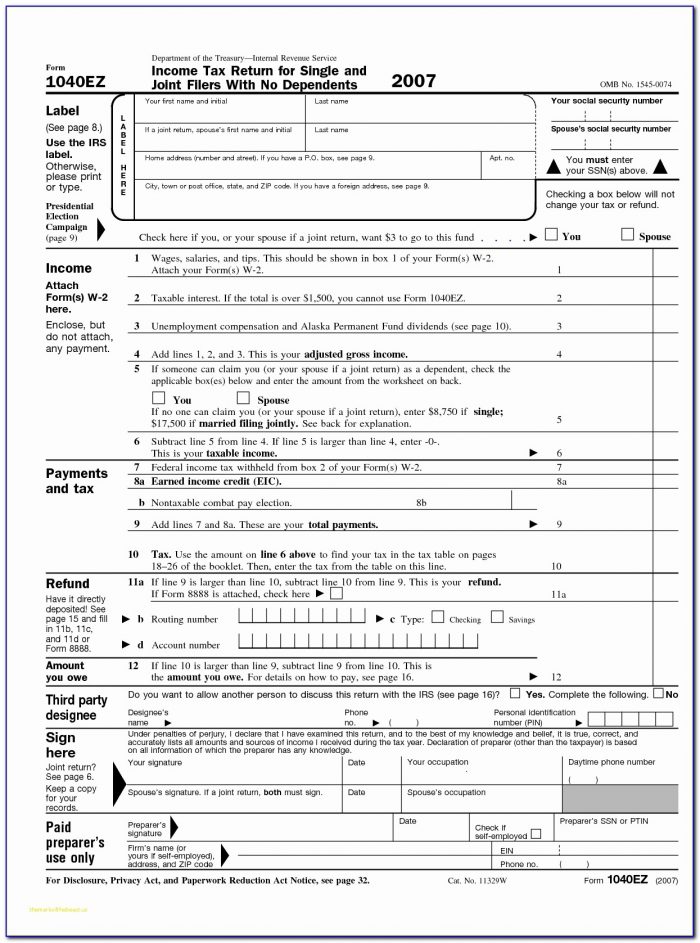 Printable Tax Forms Inspirational Irs Form 1040ez Best 2015 1040 Tax Forms Choice Image Form