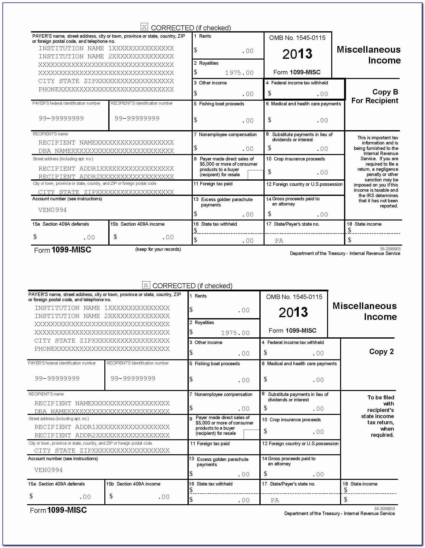 Irs 1099 Misc Template Best Of 1099 Misc Template For Preprinted With Regard To 1099 Template 2016 Word