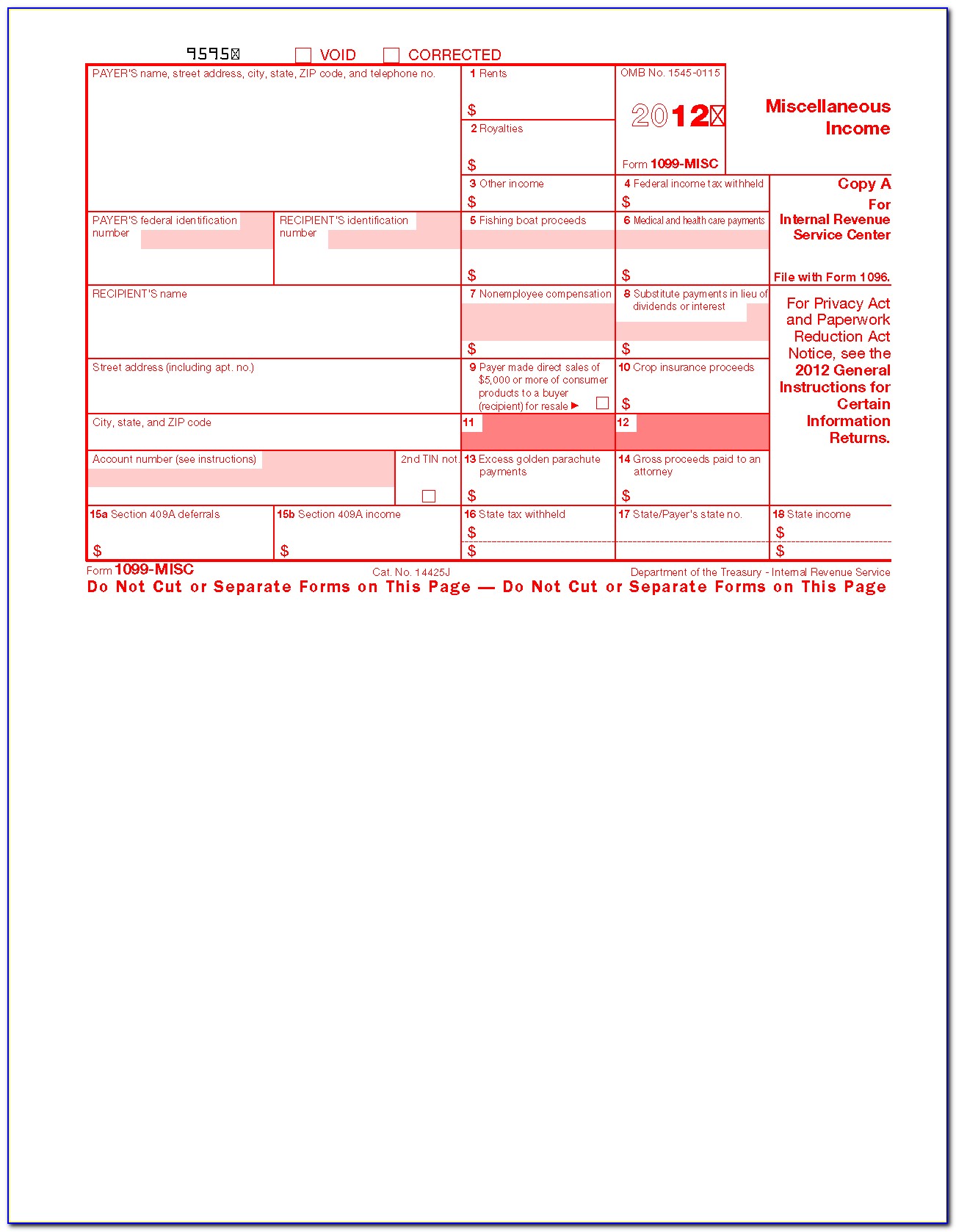 1099 Misc 2016 Fillable Form Free