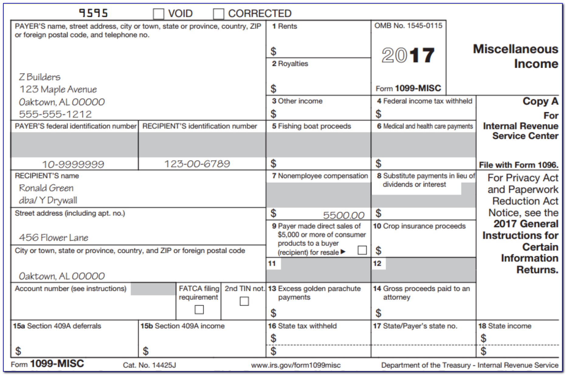 1099 Misc Fillable Form 2017