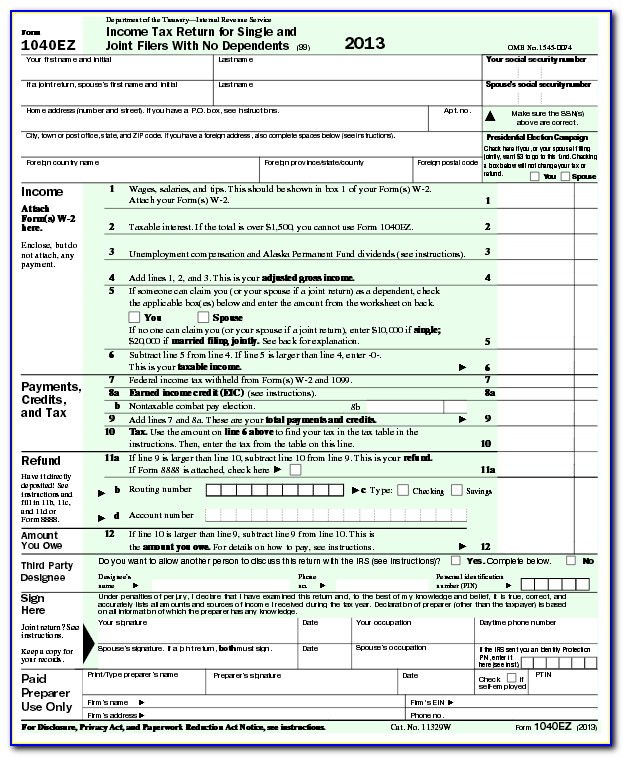 2013 Irs 1040a Form