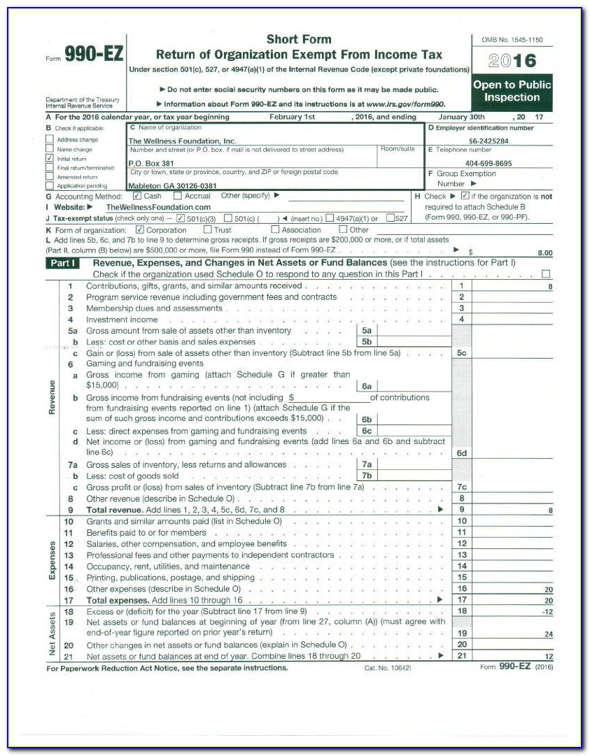 2014 Form 990 Ez Schedule B