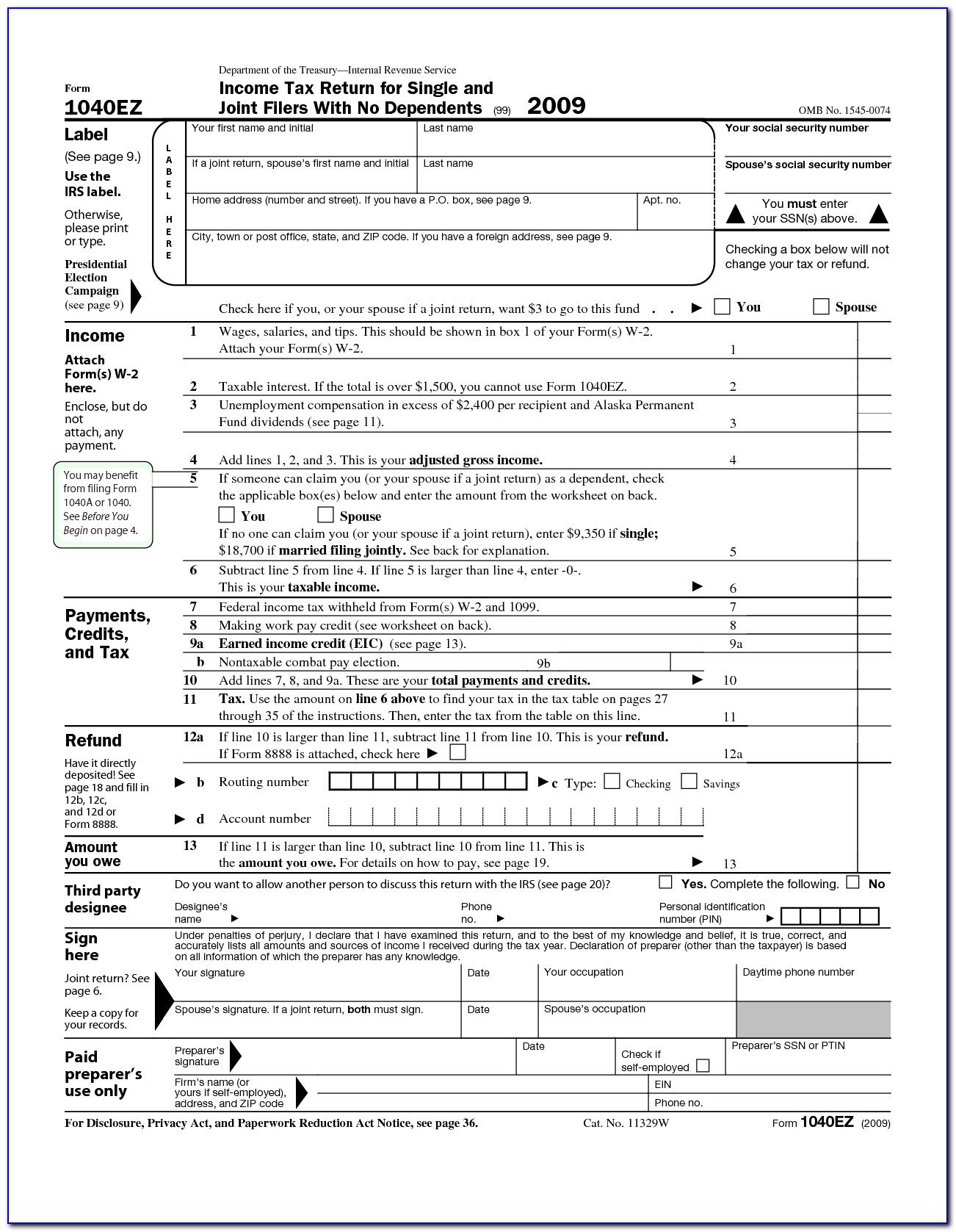 2014 Ohio Tax Form 1040ez