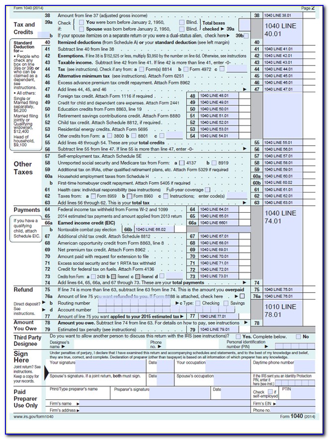 2015 Irs Tax Forms 1040ez