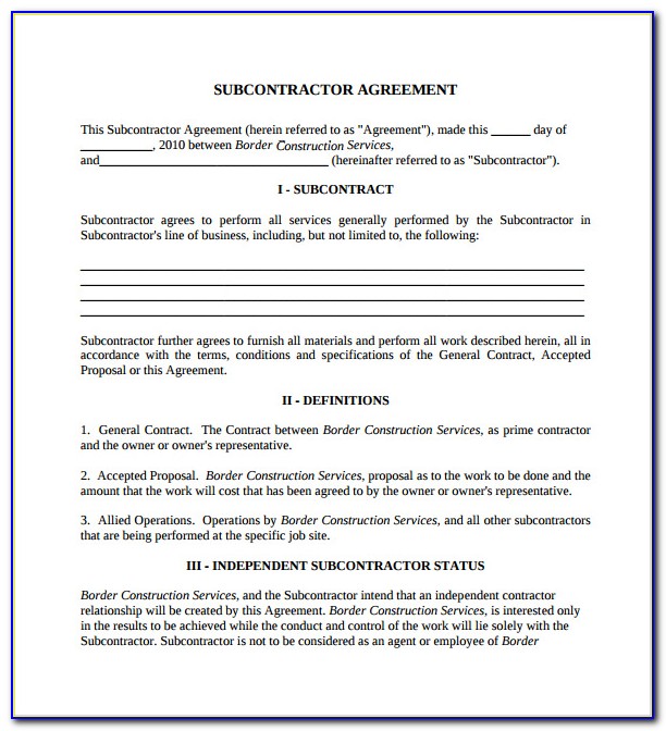 A401tm–2007 Standard Form Of Agreement Between Contractor And Subcontractor