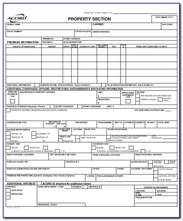 Acord Insurance Form Sample