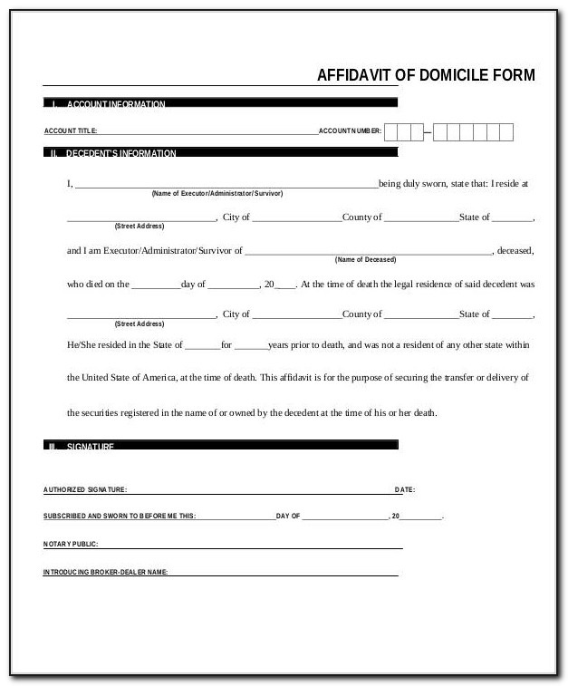 Affidavit Of Domicile Form Computershare