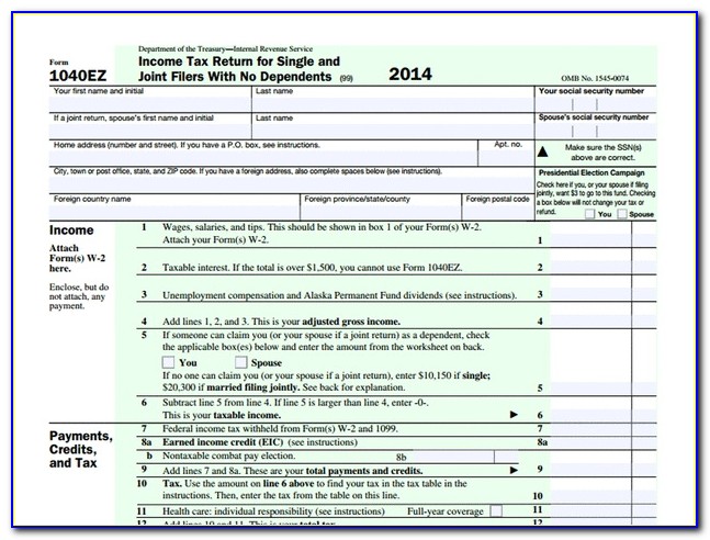 Ez Tax Form 2017 Printable