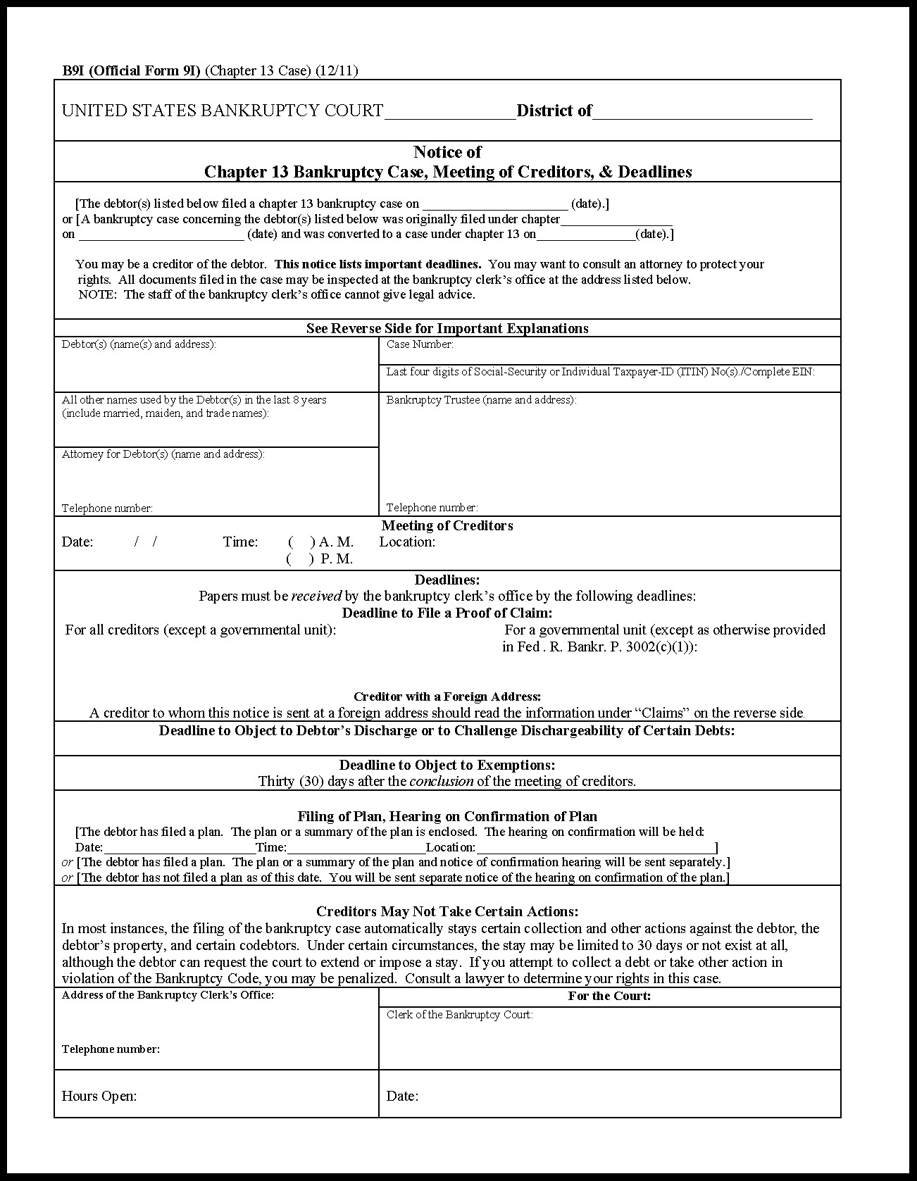 Bankruptcy Chapter 13 Forms Pdf
