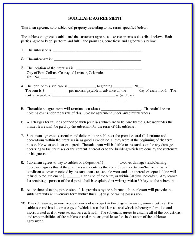 Blank California Rental Agreement Form