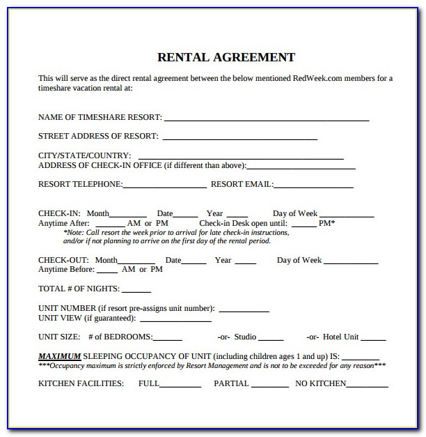 Blank Car Rental Agreement Form