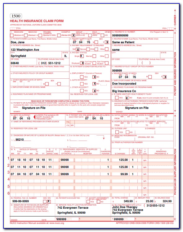 Blank Cms 1500 Claim Form Download