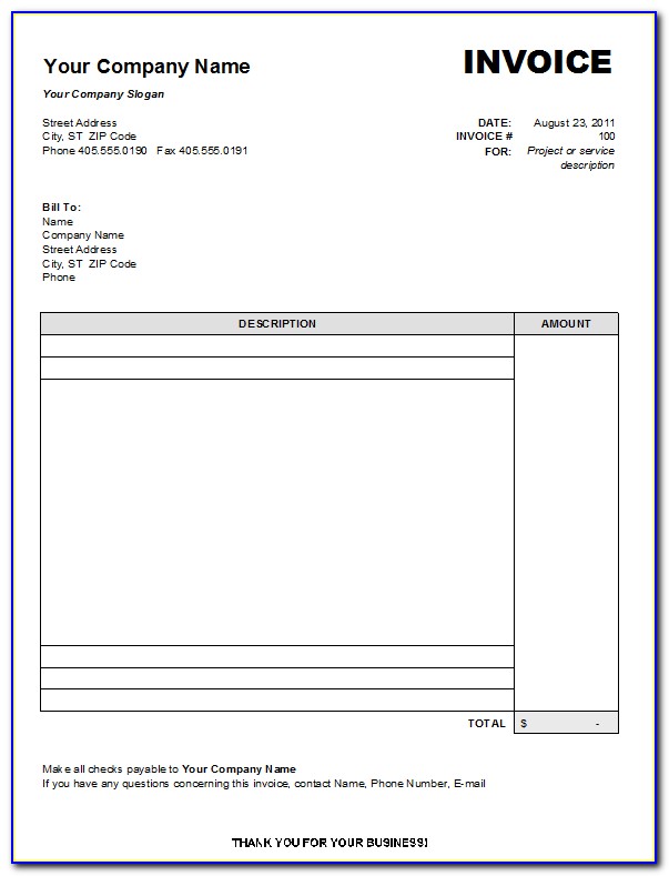 Blank Invoice Form Free