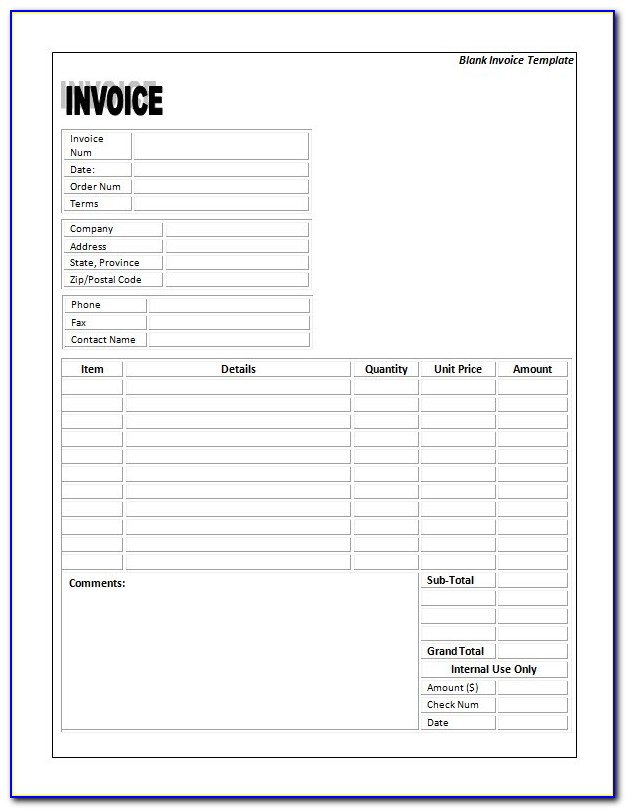 Blank Invoice Form Word