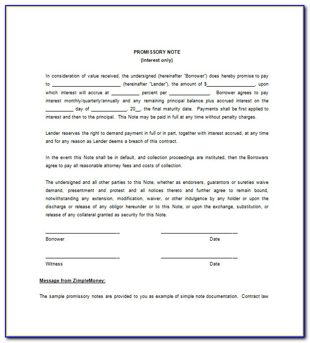 Blank Promissory Note Forms