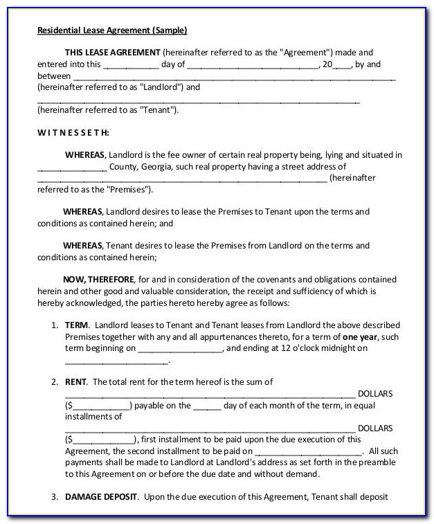 Blank Vehicle Lease Form