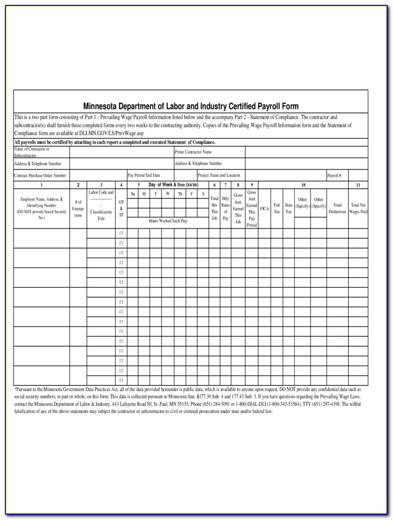 Certified Payroll Forms Excel Format Free