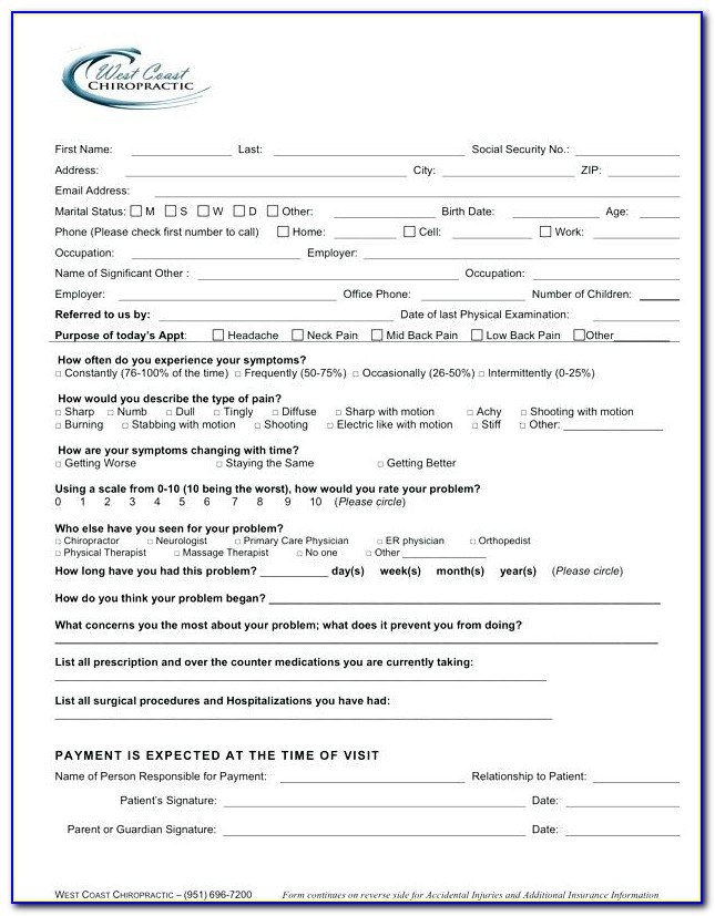 Christian Counseling Intake Form Template