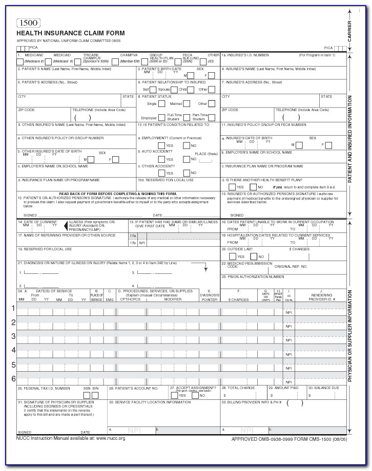 Cms 1500 Form Fillable