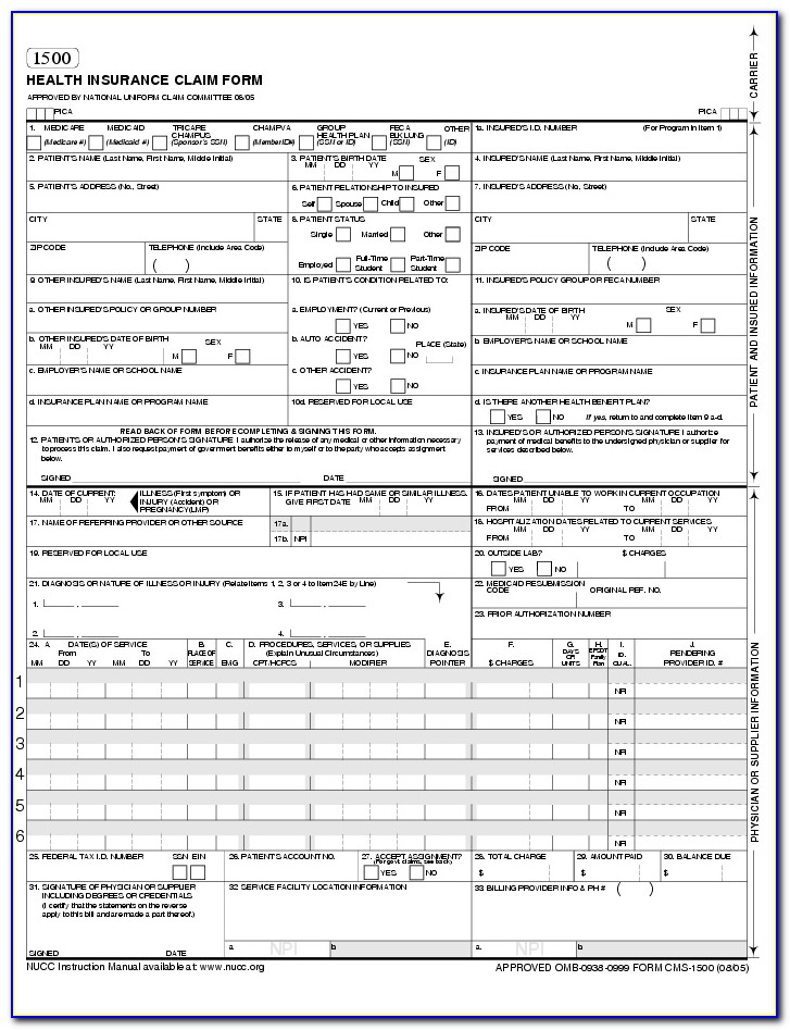 Cms Form 1500 Fillable