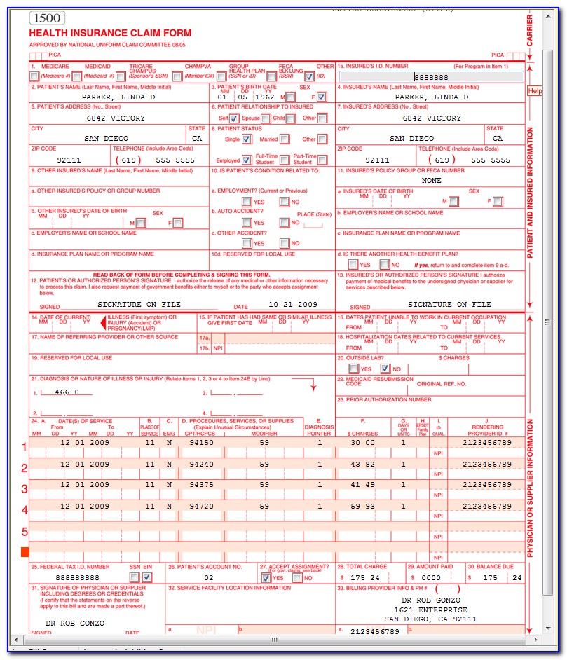 Cms Form 1500 Place Of Service Code