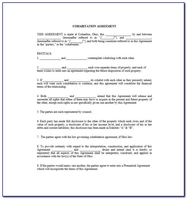 Cohabitation Agreement Forms