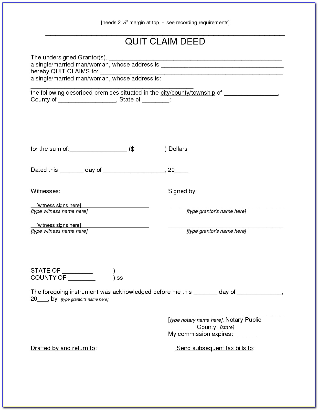 Colorado Joint Tenancy Quit Claim Deed Form