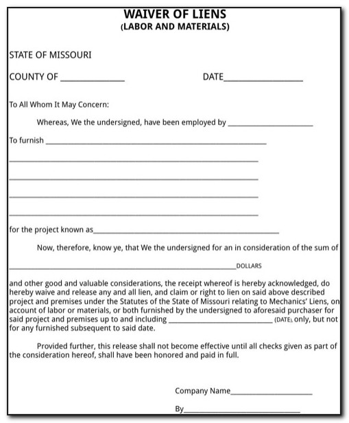 Conditional Lien Waiver Form Illinois