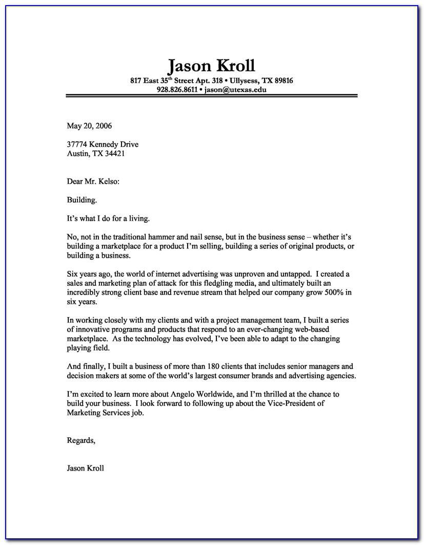 Cover Letter Example For Resume Free
