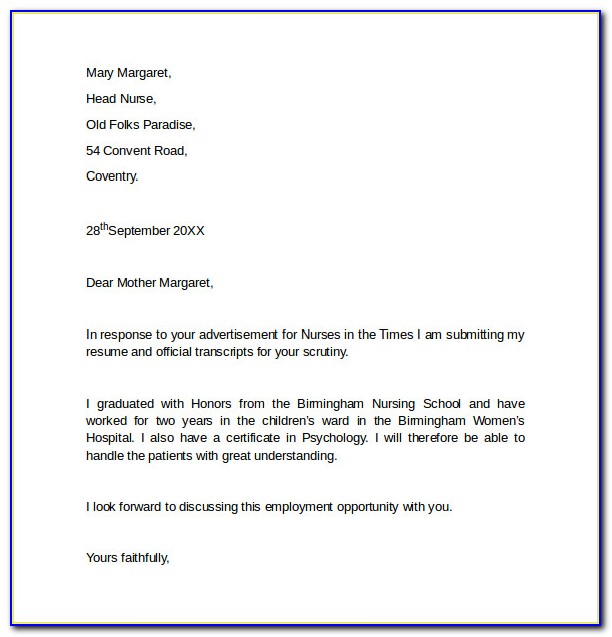 Cover Letter For Job Template Word