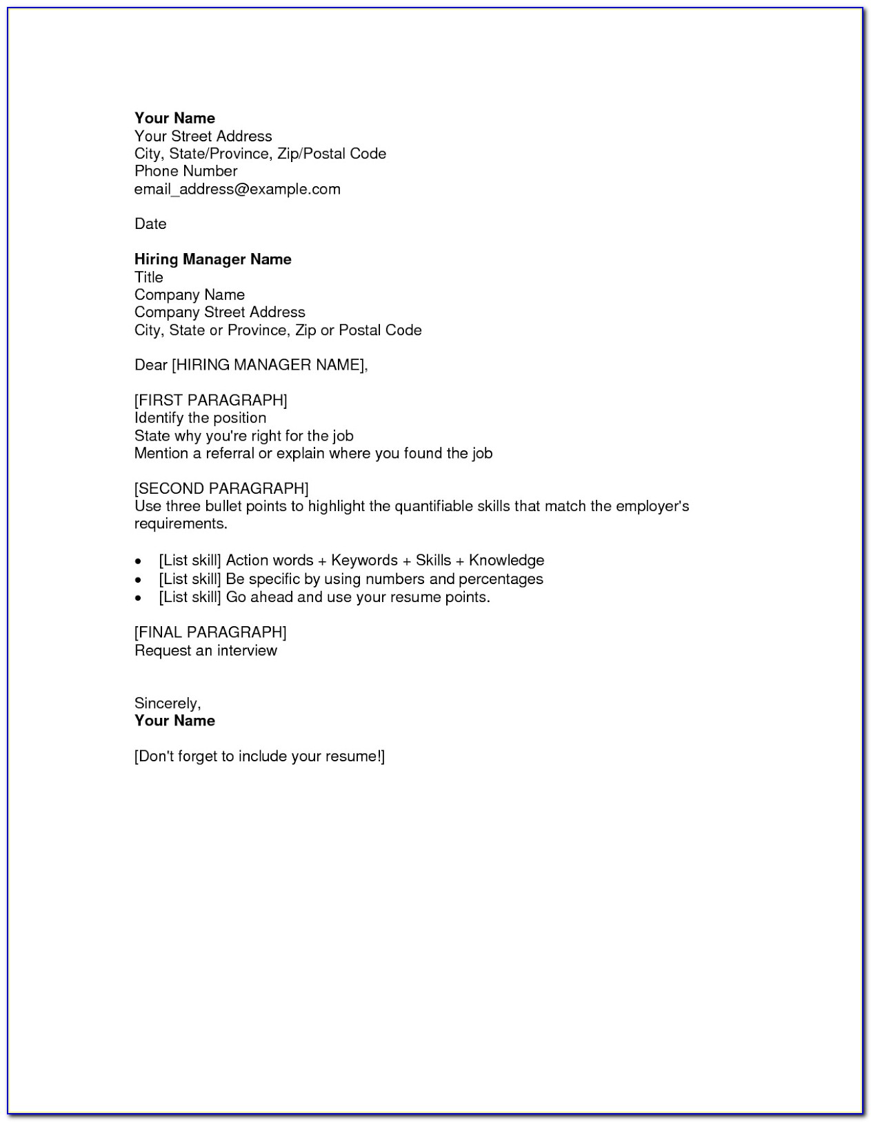 Cover Letter For Resume Examples Free
