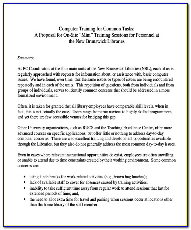 Cover Letter For Training Proposal