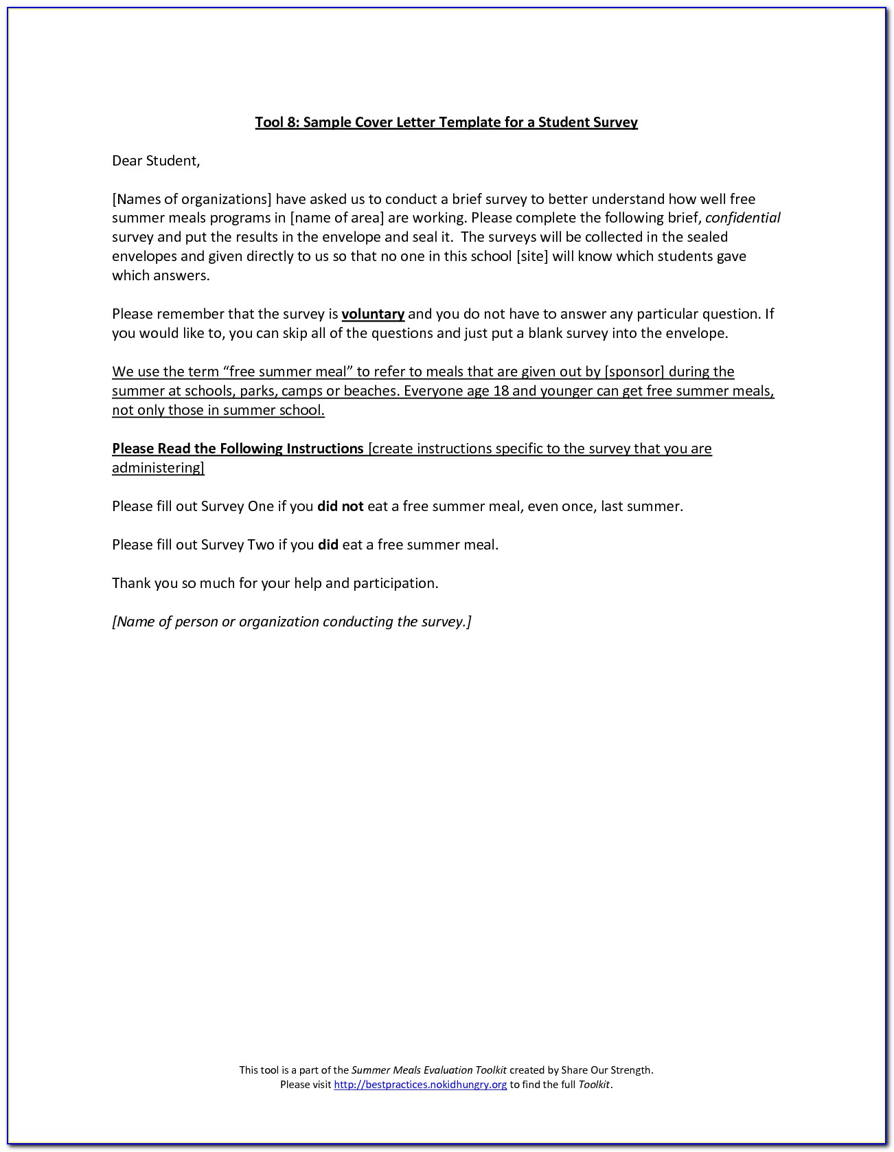 Customer Satisfaction Survey Cover Letter Template
