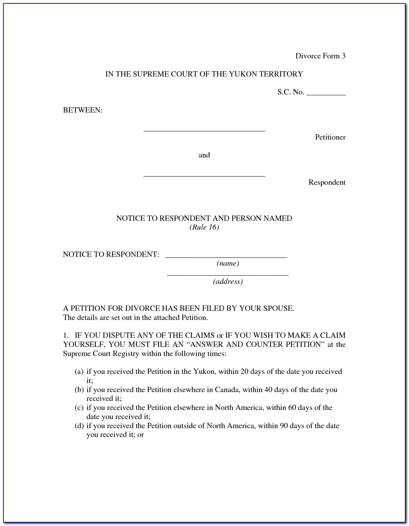 Divorce Petition In Texas