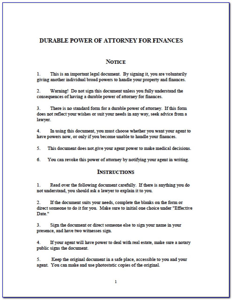 Durable Power Of Attorney Forms Washington State