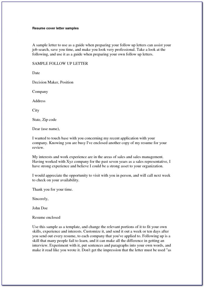 Example Of Cover Letters For Resume