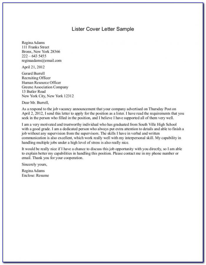 Example Resume And Cover Letters