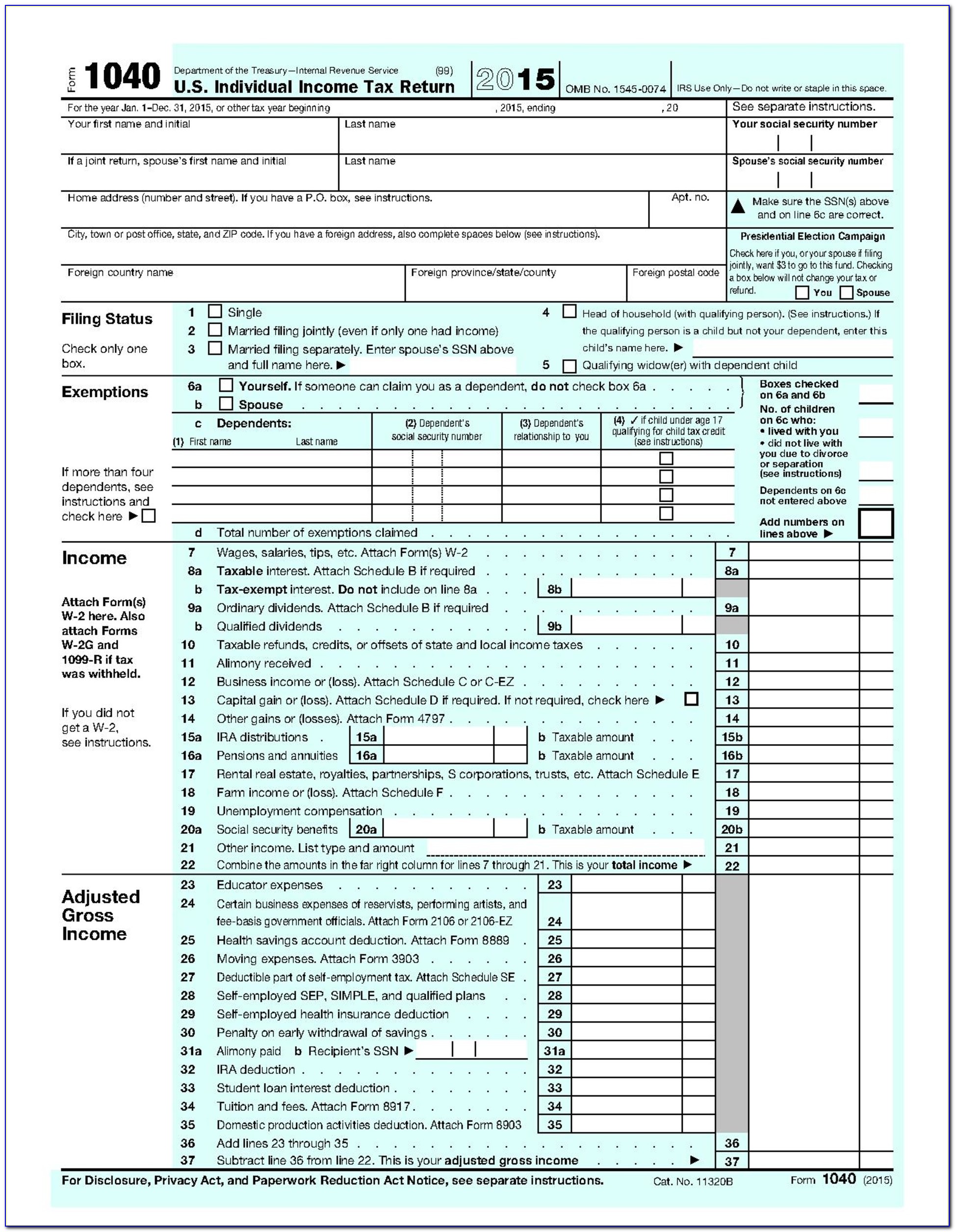 Federal Income Tax Forms 1040