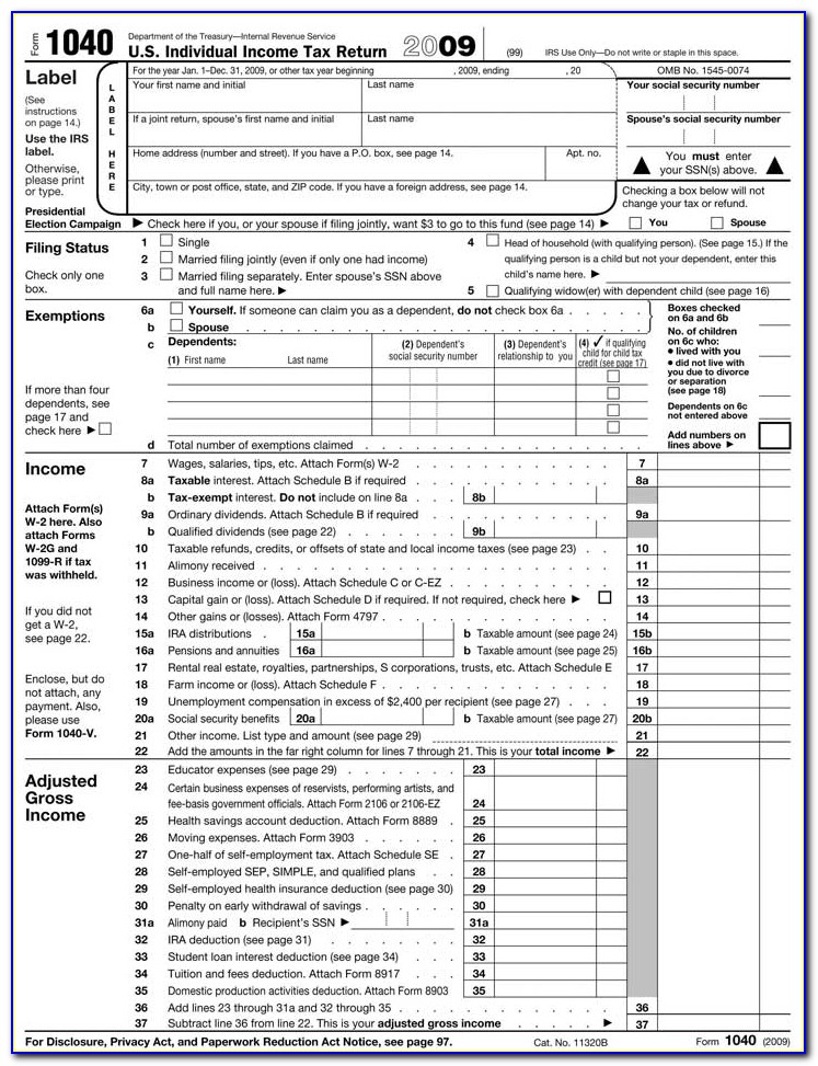 Federal Income Tax Forms 1040a