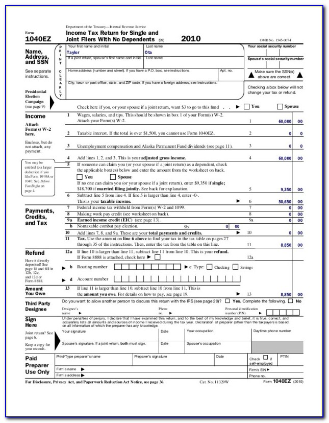 Fillable 1040 Form 2018