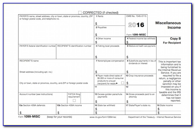 Fillable 1099 Misc Form 2016