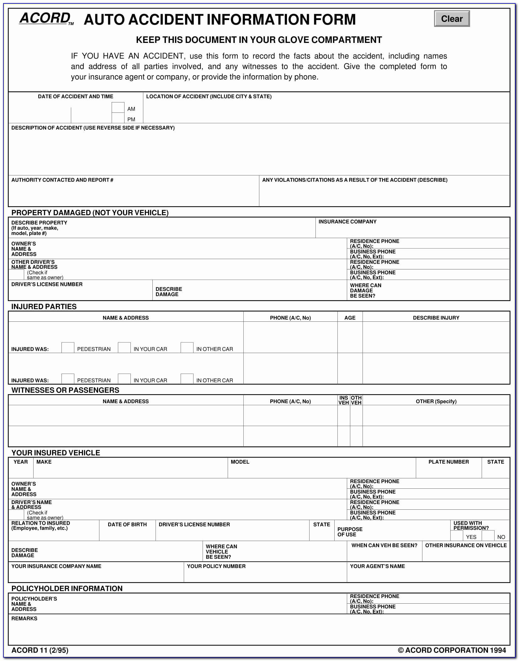 Free Fillable Acord Forms Online Best Of 13 Accident Information Forms Free Word Pdf Format