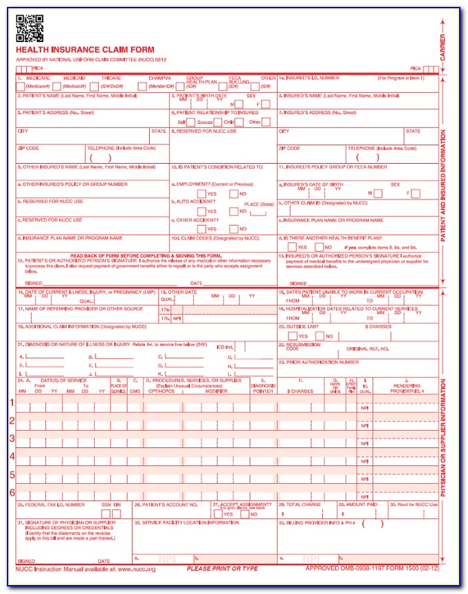 Fillable Cms 1500 Form Free