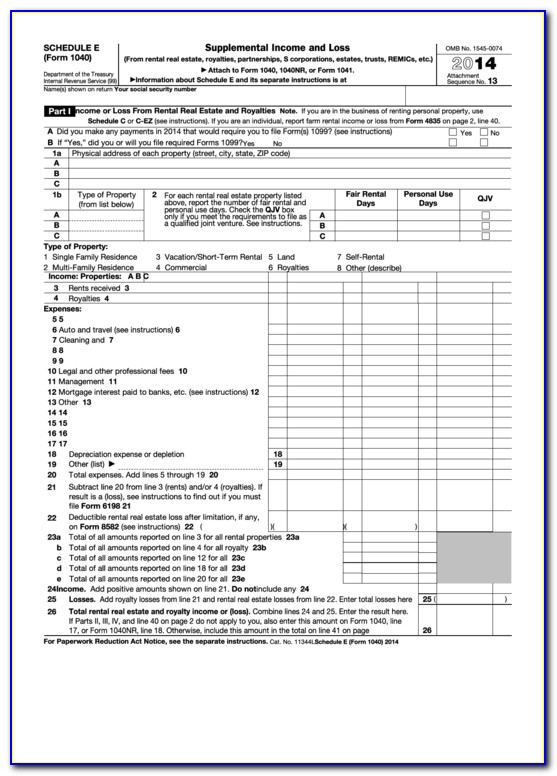 Fillable Form 1040 Schedule A