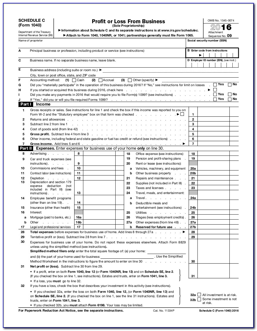 Fillable Form 1040a