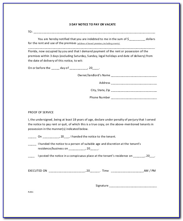 Florida 30 Day Eviction Notice Form