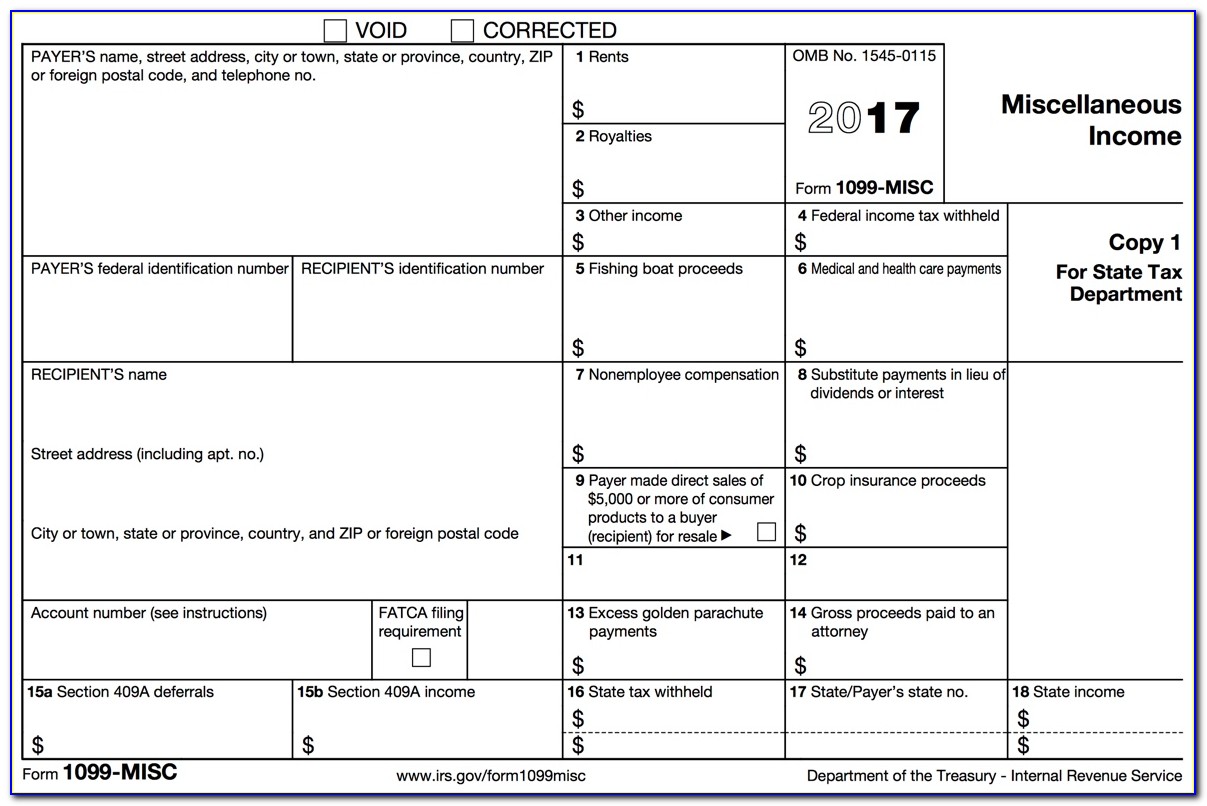 Free 1099 Misc Form 2017 Fillable